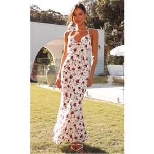 Hello Molly Floral Maxi Dress - White and Red